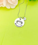 Silver Football Necklace Keychain Bracelet Optional, Best Christmas Gifts, Personalized Customized Monogram Jewelry D168