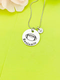 Silver Football Necklace Keychain Bracelet Optional, Best Christmas Gifts, Personalized Customized Monogram Jewelry D168