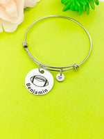 Silver Football Bracelet Keychain Necklace Optional, Best Christmas Gifts, Personalized Customized Monogram Jewelry, D170