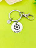 Silver Soccer Keychain Bracelet Necklace Optional, Best Christmas Gifts, Personalized Customized Monogram Jewelry, D187