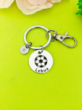 Silver Soccer Keychain Bracelet Necklace Optional, Best Christmas Gifts, Personalized Customized Monogram Jewelry, D187