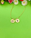 Gold Volleyball Necklace Bracelet Keychain Optional, Best Christmas Gifts, Personalized Customized Monogram Jewelry, D206