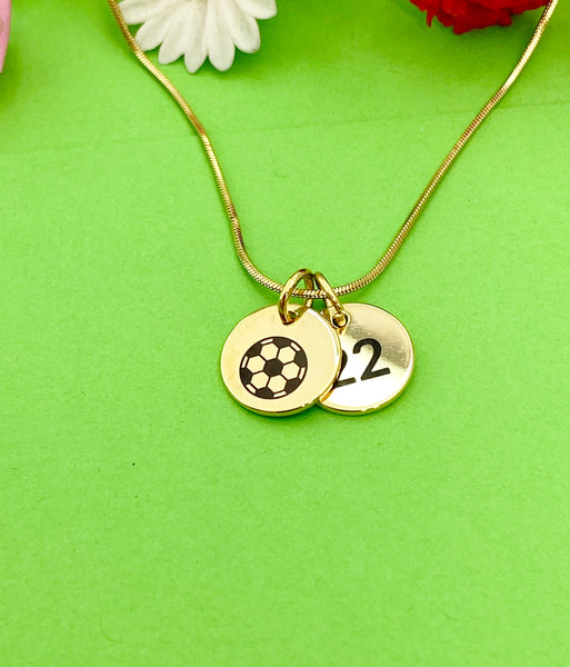 Gold Soccer Necklace Bracelet Keychain Optional, Best Christmas Gifts, Personalized Customized Monogram Jewelry, D212