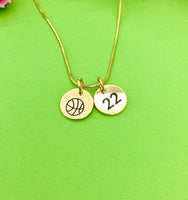 Gold Basketball Necklace Bracelet Keychain Optional, Best Christmas Gifts, Personalized Customized Monogram Jewelry, D213