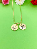 Gold Basketball Hoop Necklace Bracelet Keychain Optional, Best Christmas Gifts, Personalized Customized Monogram Jewelry, D214