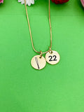 Gold Baseball Bat Necklace Bracelet Keychain Optional, Best Christmas Gifts, Personalized Customized Monogram Jewelry, D216