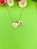 Gold Baseball Cap Necklace Bracelet Keychain Optional, Best Christmas Gifts, Personalized Customized Monogram Jewelry, D217