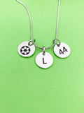 Silver Soccer Necklace Bracelet Keychain Optional Best Christmas Gifts, Personalized Customized Monogram Jewelry D222