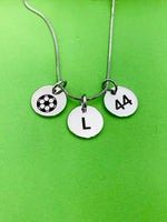 Silver Soccer Necklace Bracelet Keychain Optional Best Christmas Gifts, Personalized Customized Monogram Jewelry D222