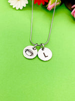 Silver Football Necklace Bracelet Keychain Optional, Best Christmas Gifts, Personalized Customized Monogram Jewelry, D236