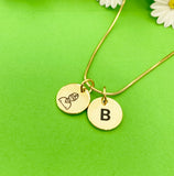 Gold Coach Initial Necklace, Stainless Steel Jewelry, Coach Gift