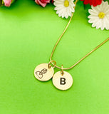 Gold Coach Initial Necklace, Stainless Steel Jewelry, Coach Gift