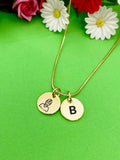 Gold Coach Initial Necklace, Stainless Steel Jewelry, Coach Gift
