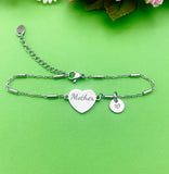Mother Gifts, Mother Bracelet, Stainless Steel Heart Bracelet, Mother Jewelry, Mother's Day Gift, Mother Daughter Gift, D262