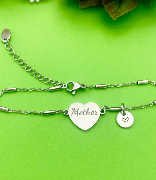 Mother Gifts, Mother Bracelet, Stainless Steel Heart Bracelet, Mother Jewelry, Mother's Day Gift, Mother Daughter Gift, D262