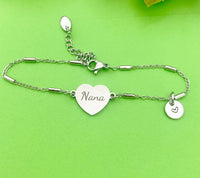 Nana Gifts, Nana Bracelet, Stainless Steel Heart Bracelet, Nana Jewelry, Mother's Day Gift, Personalized Gifts, D264