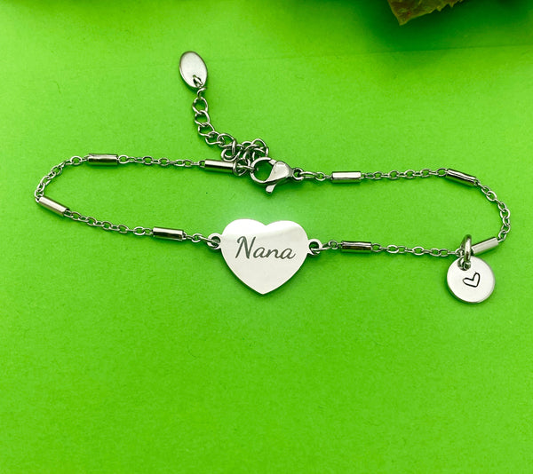 Nana Gifts, Nana Bracelet, Stainless Steel Heart Bracelet, Nana Jewelry, Mother's Day Gift, Personalized Gifts, D264
