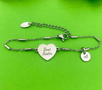 Best Sister Bracelet, Stainless Steel Heart Bracelet, Best Sister Jewelry, Personalized Gifts, Best Sister Gifts, D266