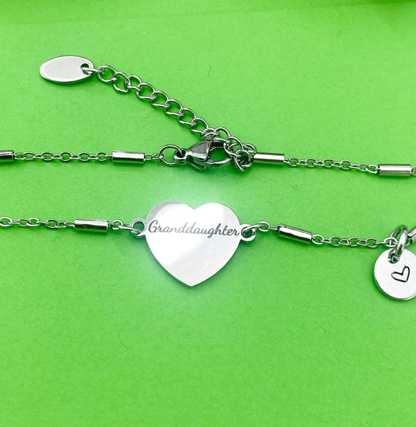 Granddaughter Bracelet, Granddaughter Jewelry, Personalized Customized Monogram, Best Christmas Gift for Granddaughter, D275