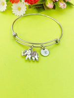 Silver Elephant Charm Bracelet, Personalized Customized Monogram Jewelry, N1114