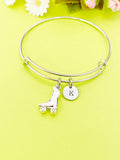 Silver Skate Charm Bracelet, Personalized Customized Monogram Jewelry, N4959A