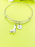 Silver Skate Charm Bracelet, Personalized Customized Monogram Jewelry, N4959A