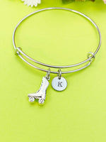 Silver Skate Charm Bracelet, Personalized Customized Monogram Jewelry, N4959A