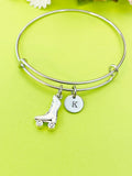 Silver Skate Charm Bracelet, Personalized Customized Monogram Jewelry, N4959A