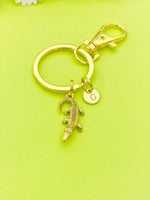 Gold or Silver Alligator Keychain, Finish Option, Personalized Customized Jewelry, Best Christmas Gift for Dad, N1892B