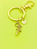 Gold or Silver Alligator Keychain, Finish Option, Personalized Customized Jewelry, Best Christmas Gift for Dad, N1892B
