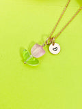 Rose Gold Pink Tulip Necklace, Tulip Jewelry, N5303J