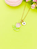 Rose Gold Pink Tulip Necklace, Tulip Jewelry, N5303J