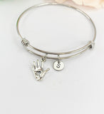 Silver Hand Heart Bracelet, Best Christmas Gift for Nurse Doctor Medical, Personalized Customized Monogram Jewelry, N5401