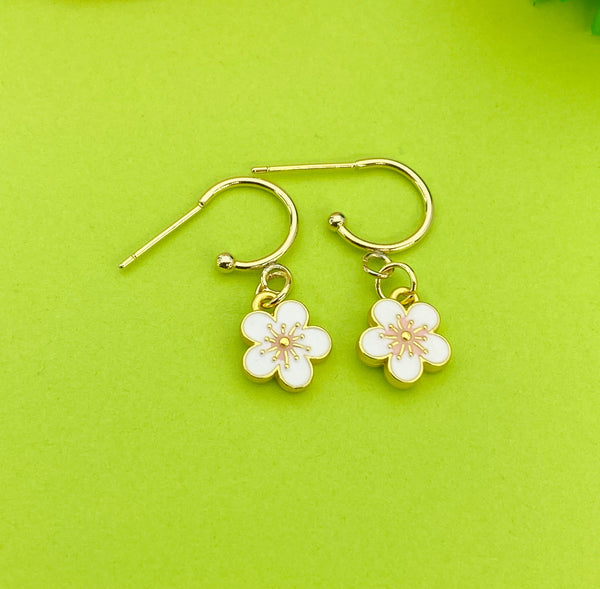 Gold Sakura Cherry Blossom Earrings, Japanese Girl Friends Jewelry Gifts,N5301B