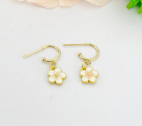 Gold Sakura Cherry Blossom Earrings, Japanese Girl Friends Jewelry Gifts,N5301B