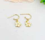 Gold Sakura Cherry Blossom Earrings, Japanese Girl Friends Jewelry Gifts,N5301B