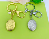 Best Christmas Gift for Mom, Grandmother, Great Grandma, Aunt, Gold or Silver Flower Locket, Keepsake Photo Frame, Initial Keychain, N4922A