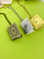 Best Christmas Gift Miniature Book Locket Necklace Personalized Customized Monogram Jewelry, D320