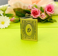 Best Christmas Gift Bronze Book Locket Necklace Personalized Customized Monogram Jewelry, D325