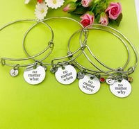 Silver No Matter What When Where Why Bracelet Option, Personalized Customized Monogram Jewelry, D309