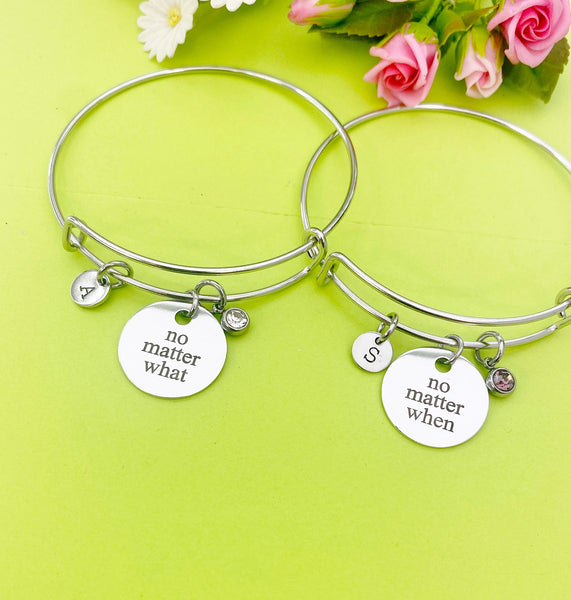 Silver No Matter What When Bracelet Option, Personalized Customized Monogram Jewelry, D310