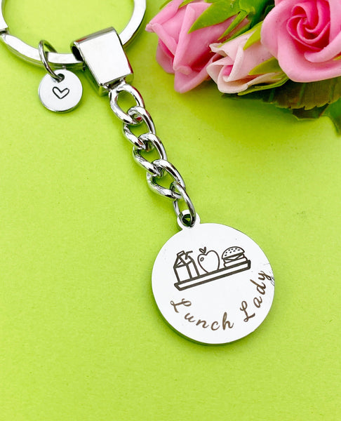 Lunch Lady Keychain Personalized Customized Monogram Jewelry, D133A