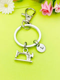 Personalized Sewing Machine Keychain, Initial Charm, Seamstress Gift