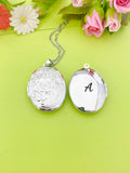 Flower Locket Necklace, Keepsake Photo Frame Charm, D326