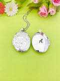 Flower Locket Necklace, Keepsake Photo Frame Charm, D326