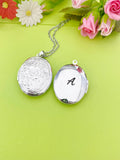 Flower Locket Necklace, Keepsake Photo Frame Charm, D326