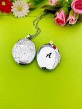 Flower Locket Necklace, Keepsake Photo Frame Charm, D326