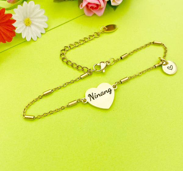 Best Christmas Gift for Ninang, Gold Ninang Bracelet, Ninang Jewelry, Ninang Gift, Personalized Customized Monogram D276A