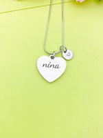 Christmas Gift for Nina, Stainless Steel Nina Necklace, Nina Jewelry, Personalized Customized Monogram Jewelry, D334