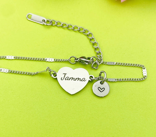 Best Christmas Gift for Jamma, Stainless Steel Jamma Bracelet,  Jamma Jewelry, Personalized Customized Monogram Jewelry, D336